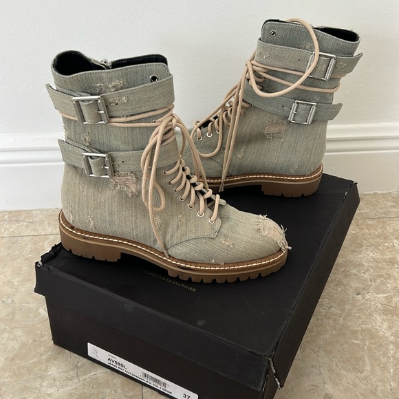 Alexander Vauthier Denim Combat Boots - Picture 3 of 6